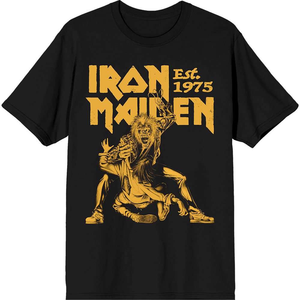 Iron Maiden - Est. 1975 Claw Yellow Graphic Heren T-shirt - Zwart